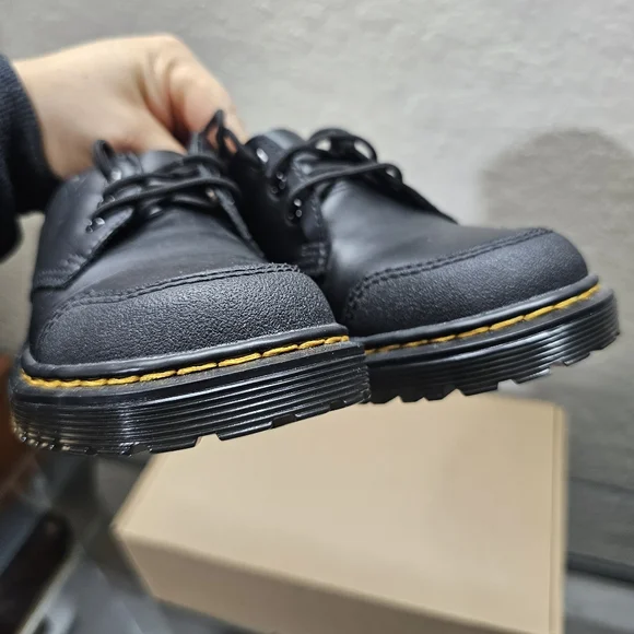 Dr. Martens Junior 1461 Overlay Leather Shoes In Black - Picture 10 of 11
